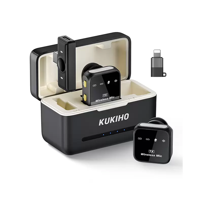 Wireless Lavalier Microphone for iPhone iPad Android With Charging Case 80h Battery Life, Noise Cancellation, 50M Range Plug-Play Clip On Lapel Mic for Youtube