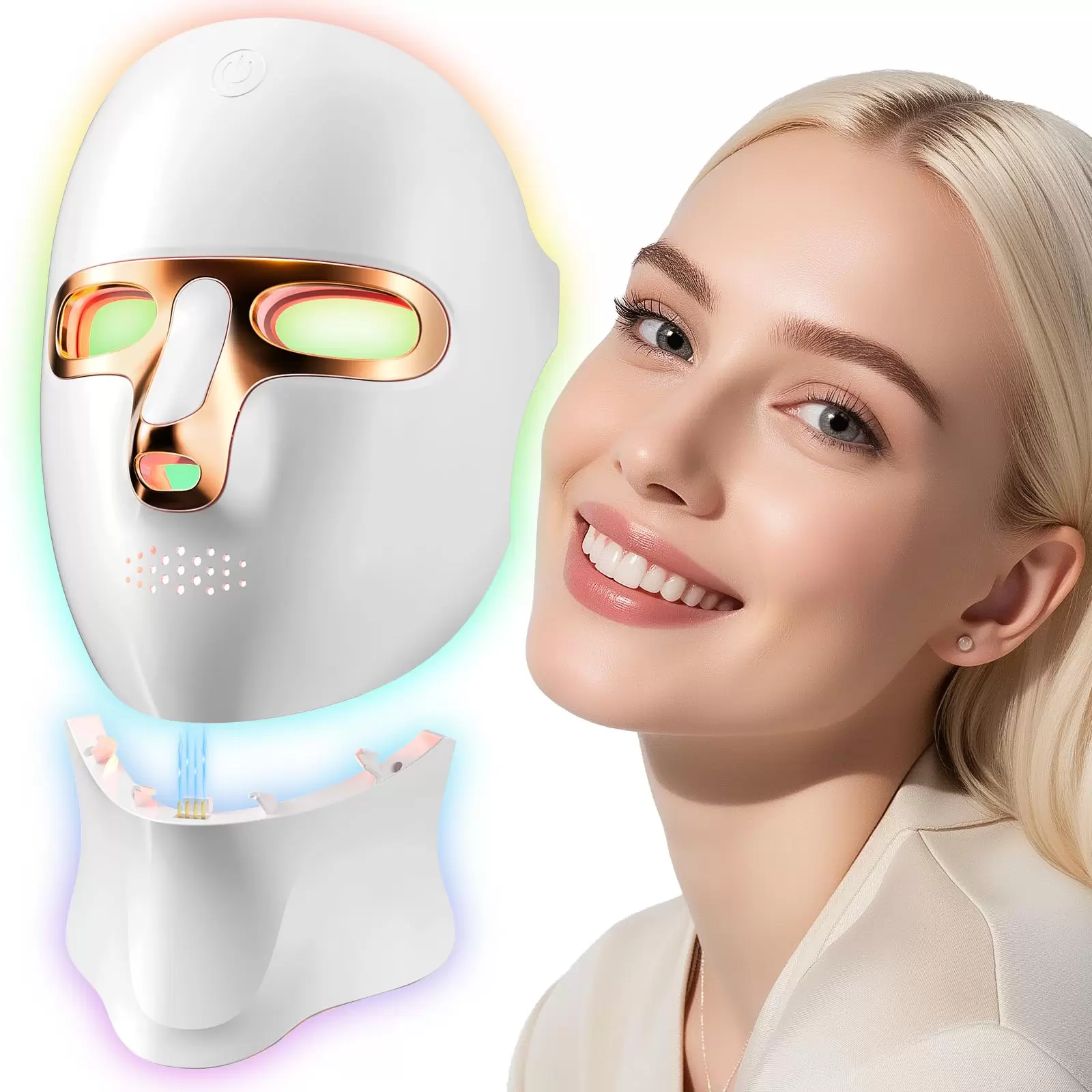 LED Light Therapy Mask Skin Care Mask,Cordless LED Face Mask face & neck Red & Infrared Lights Masks Wavelength,USB C Rechargeable for Home Use Working Travel Yoga